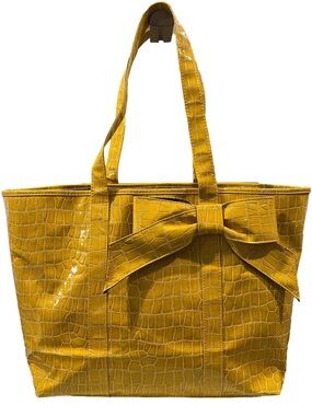 Disney Croc-Embossed Yellow Tote with Decorative Bow